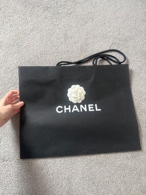 Authentic CHANEL paper shopping bag with White Camellia Logo